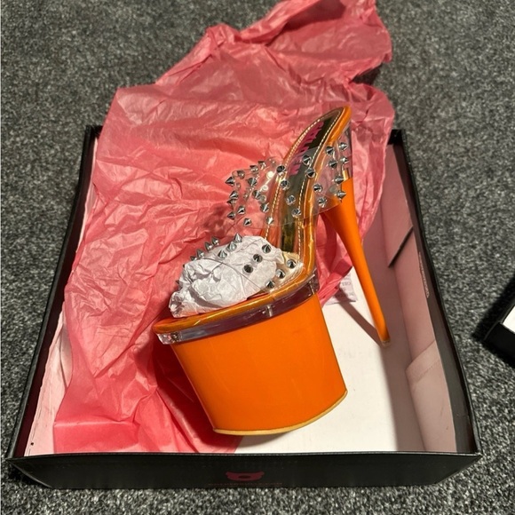 Golden bulls bianco rio Orange women’s heels sz 8.5 nwt - Picture 1 of 4